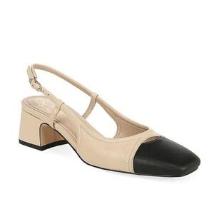 Sam Edelman Beige and Black Slingback Heels